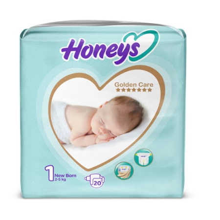 خرید پوشک هانیز سایز یک Honeys بسته 20 عددی مناسب وزن 2 تا 5 کیلو