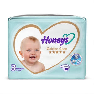 پوشک هانیز سایز 3 (Honeys) بسته 38 عددی مناسب نوزاد 4 تا 9 کیلوگرم